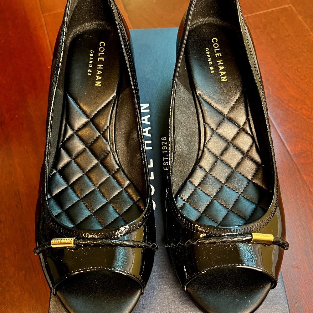 Cole Haan Wedge Heel in Black Patent, Sz 7.5B - in original box